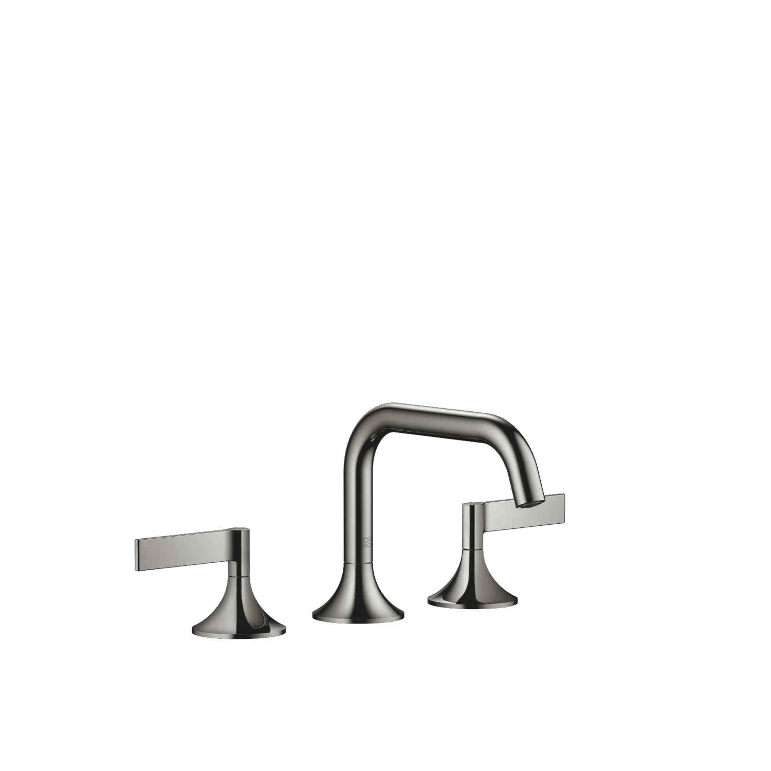 Dornbracht VAIA Waschtisch-Dreilochbatterie mit Ablaufgarnitur Dark Chrome, Ausladung 165 mm, schwenkbarer Auslauf 360°, Armaturenhöhe 144 mm,