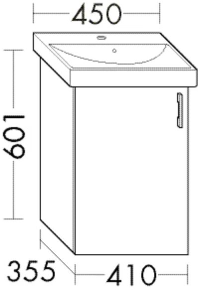 Waschtischunterschrank Sys30 PG1 Aqua von burgbad – 410 mm breit, 355 mm tief, 601 mm hoch, 1 Tür