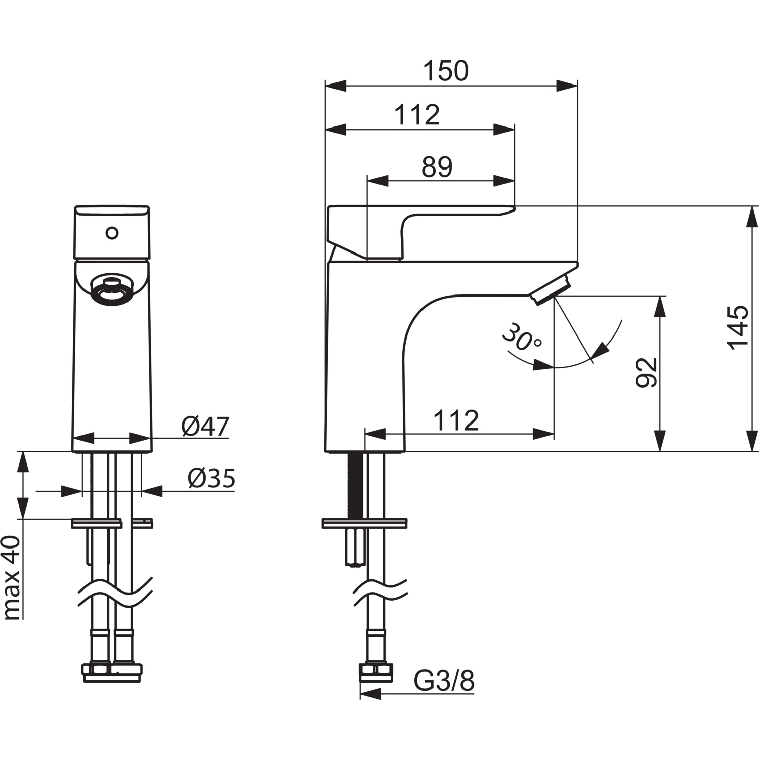 Einhand-Waschtischarmatur „Basic XL“ Ausladung 112 mm in Chrom Einhand-Waschtischarmatur „Basic XL“ Ausladung 112 mm in Chrom