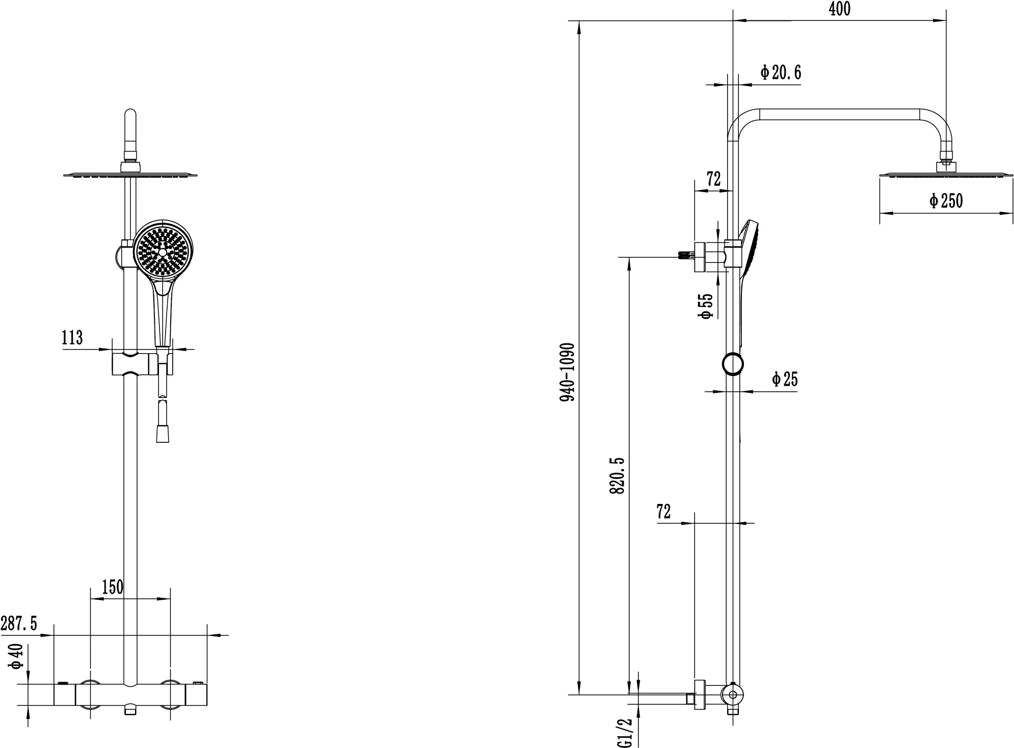Villeroy & Boch Verve Showers Duschsystem TVS109005000 Wandmontage Chrom Villeroy & Boch Verve Showers Duschsystem TVS109005000 Wandmontage Chrom
