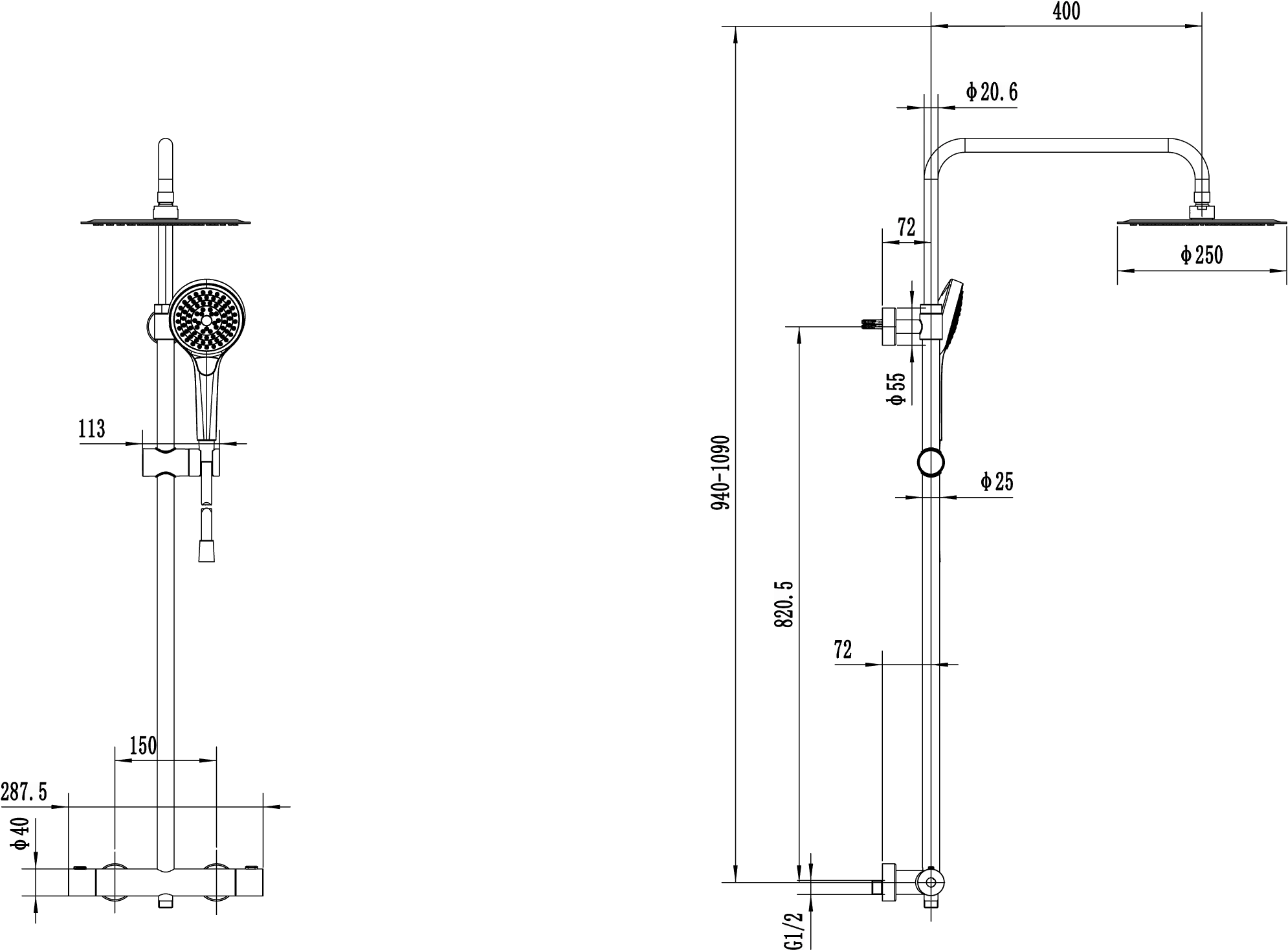 Villeroy & Boch Verve Showers Duschsystem TVS109005000 Wandmontage Chrom Villeroy & Boch Verve Showers Duschsystem TVS109005000 Wandmontage Chrom
