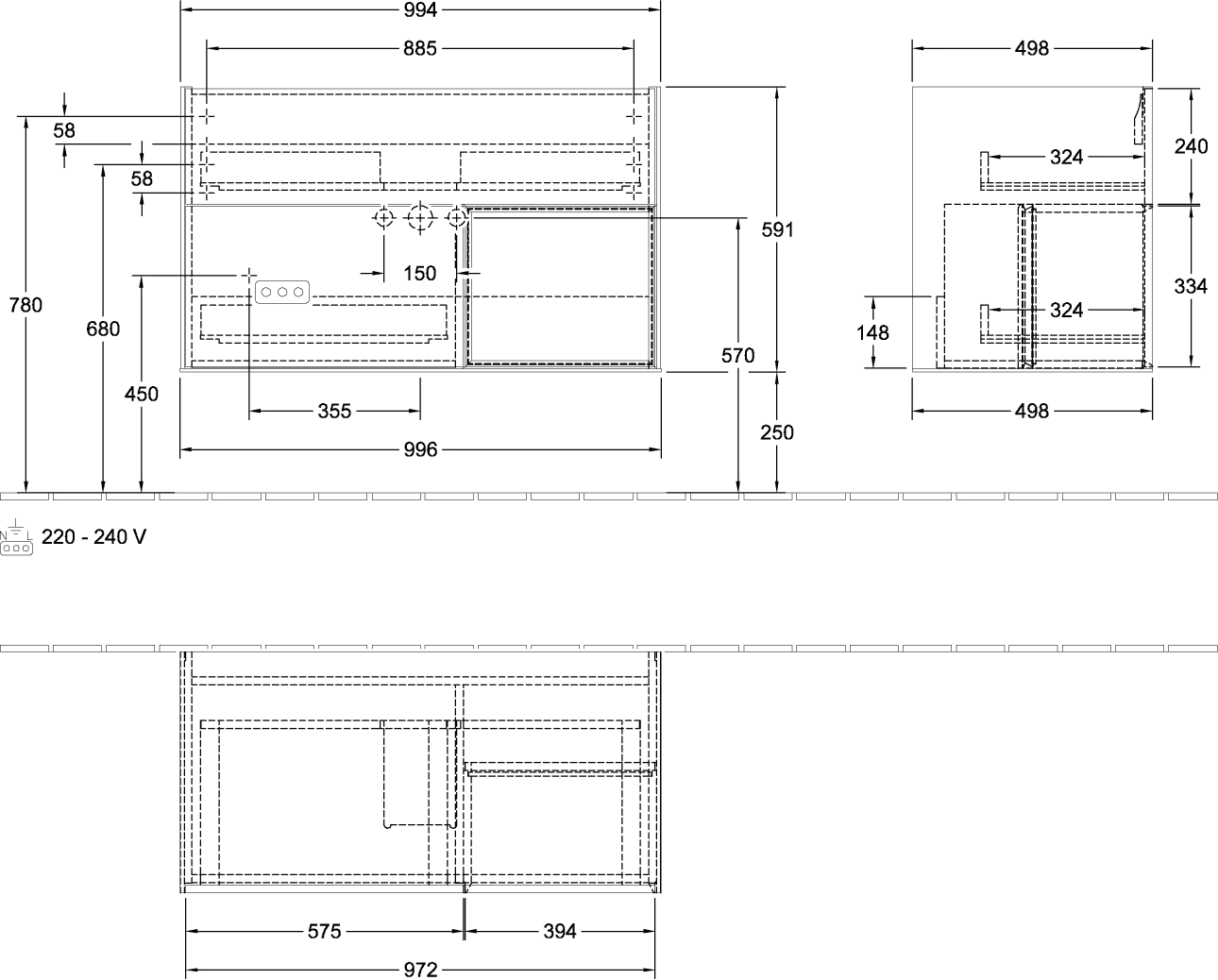 Villeroy & Boch Waschbeckenunterschrank Finion F04, Anthracite Matt Lacquer / Midnight Blue Matt Lacquer, 996x591x498 mm, mit Beleuchtung, SoftClosing und Push-to-open Funktion Villeroy & Boch Waschbeckenunterschrank Finion F04, Anthracite Matt Lacquer / Midnight Blue Matt Lacquer, 996x591x498 mm, mit Beleuchtung, SoftClosing und Push-to-open Funktion