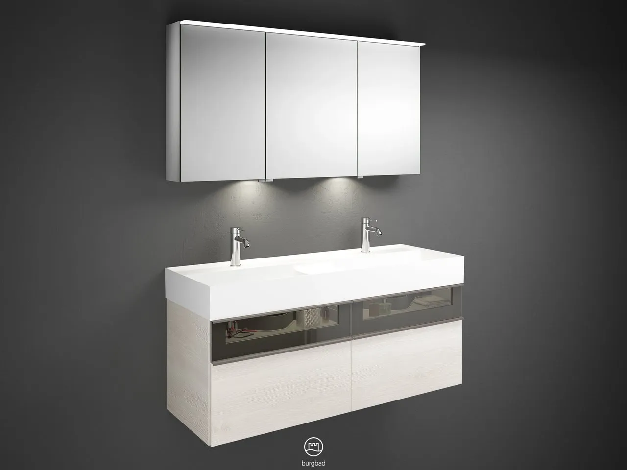 burgbad Badmöbelset „Yumo“ in Grau Hochglanz burgbad Badmöbelset „Yumo“ in Grau Hochglanz