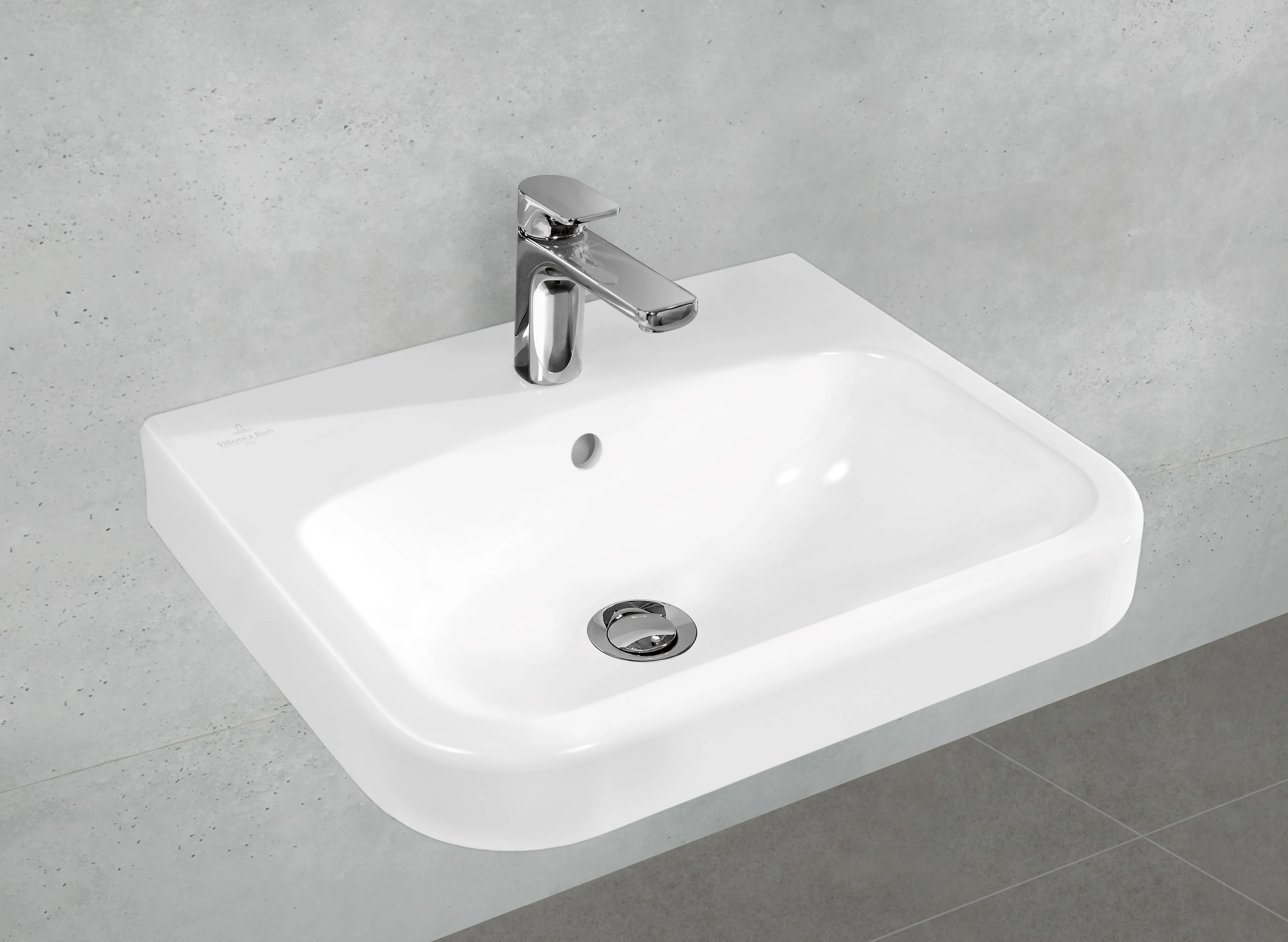 Villeroy & Boch Waschbecken „Architectura“ 550 × 470 × 180 mm, ohne Hahnlochbohrung, für Becken mittig in Weiß Alpin Villeroy & Boch Waschbecken „Architectura“ 550 × 470 × 180 mm, ohne Hahnlochbohrung, für Becken mittig in Weiß Alpin