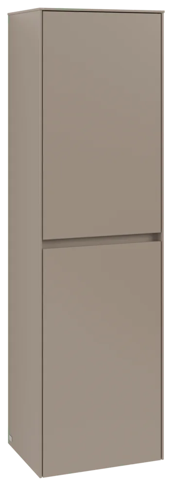 Villeroy & Boch Hochschrank Collaro C03400, Eckig, Taupe, 1.538 mm Höhe, 454 x 347 mm Maße, 2 Türen mit SoftClosing, integrierte Aluminiumgriffe