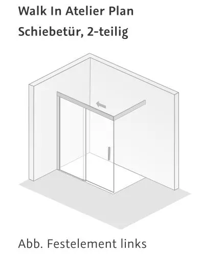 HSK teilgerahmte Walk-In-Duschkabine Schiebetür 2-teilig „Atelier Plan“ Glas Carré, Profile Chromoptik (Alu Hochglanz poliert), Sondergröße HSK teilgerahmte Walk-In-Duschkabine Schiebetür 2-teilig „Atelier Plan“ Glas Carré, Profile Chromoptik (Alu Hochglanz poliert), Sondergröße