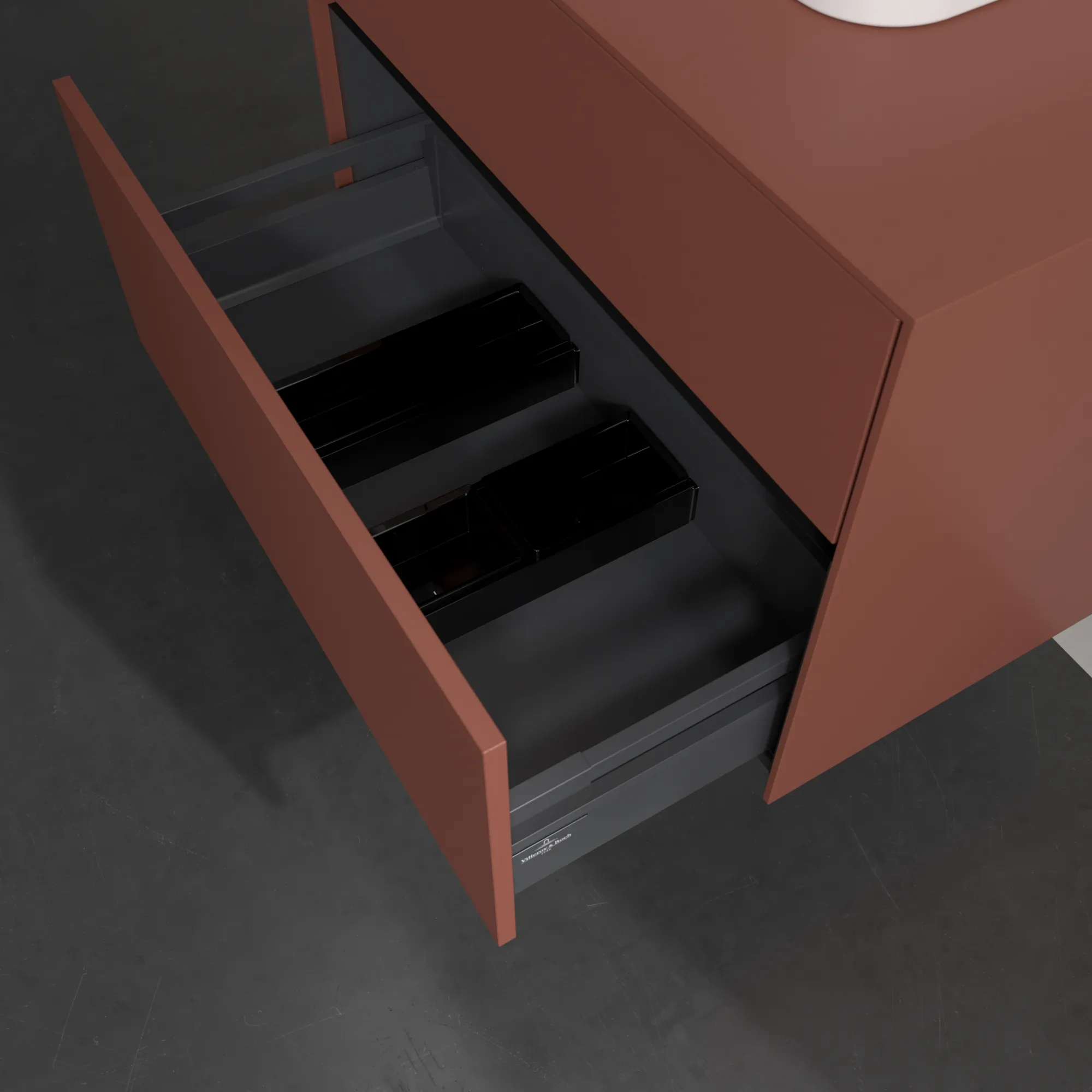 Villeroy & Boch Waschtischunterschrank „Collaro“ 800 × 548 × 500 mm Wine Red, mit Beleuchtung, für Becken mittig Villeroy & Boch Waschtischunterschrank „Collaro“ 800 × 548 × 500 mm Wine Red, mit Beleuchtung, für Becken mittig