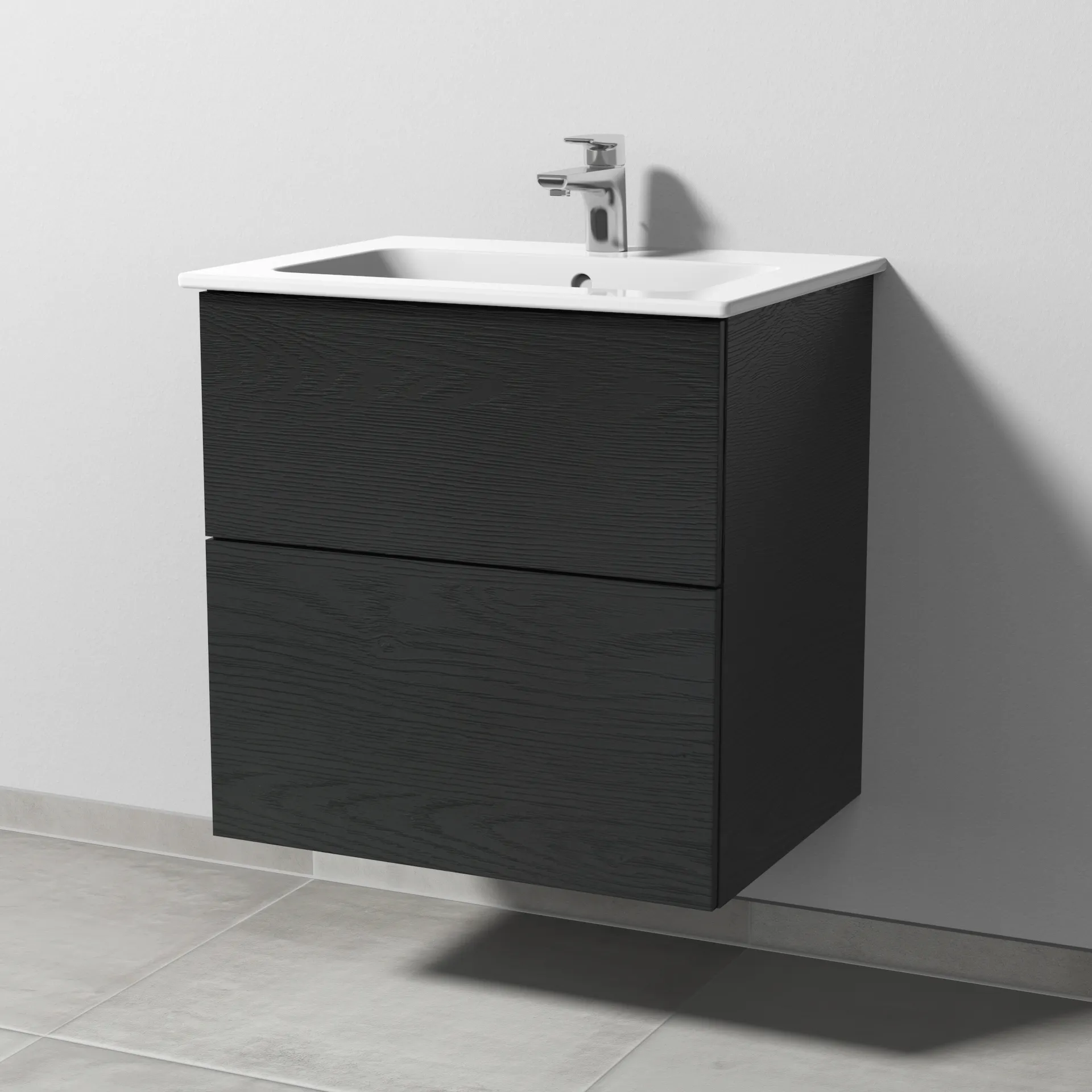 Sanipa Waschtischunterschrank „3way“ passend zu Keramik-Waschtische ME by Starck von Duravit 600 × 613 × 467 mm in Black Oak