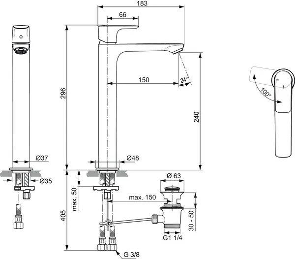 Waschtischarmatur Connect Air, Slim, BlueStart, mit verlängerter Sockel, mit Ablaufgarnitur, Brushed Gold Waschtischarmatur Connect Air, Slim, BlueStart, mit verlängerter Sockel, mit Ablaufgarnitur, Brushed Gold