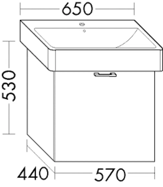 Waschtischunterschrank Sys30 von burgbad - 1 Auszug, 440x570x530 mm, Tiefe 300 mm