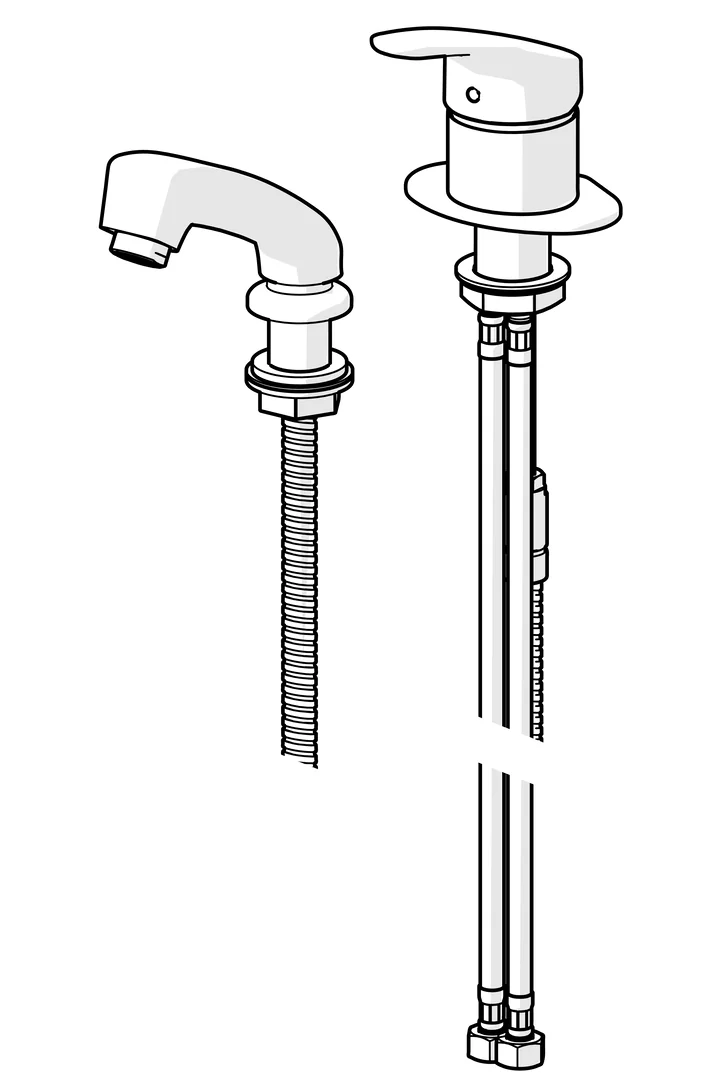 HansaMIX 0126 Rosette rund DN15 Chrom, Einhand-Einlochbatterie für Friseur-Waschtisch