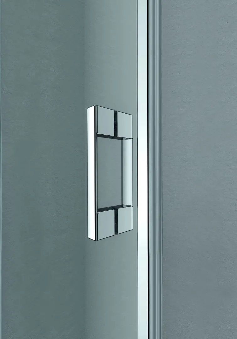 Duschtür Pendeltür für Nische und Ecke „LIGA“ Glas Klar, Profile Silber Hochglanz, BV: 1110 - 1160 mm GAK: 1100 - 1150 mm WE: 1120 - 1170 mm H: 2000 mm