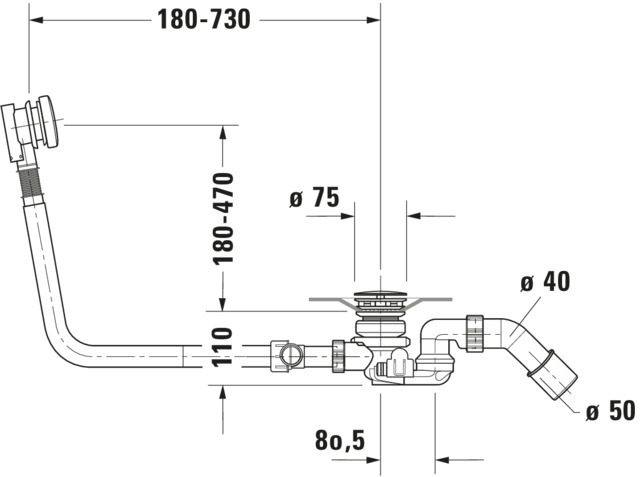 Duravit Ab- und Überlaufgarnitur für Badewannen mit Zulauf Modell 791231