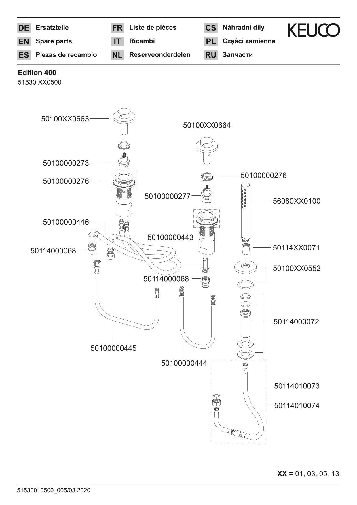 Edition 400 51530010500 Wannenmischer DN15 3-Loch Wannenrand verchromt