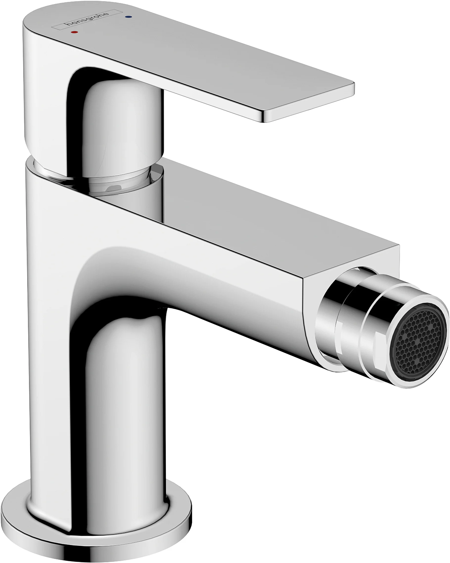 Hansgrohe Bidetmischer Rebris E, Einhebel-Bidetmischer mit Metall-Zugstangen-Ablaufgarnitur, Chrom, Auslaufhöhe 89 mm, Normalstrahl, max. Durchflussmenge 5 l/min bei 3 bar