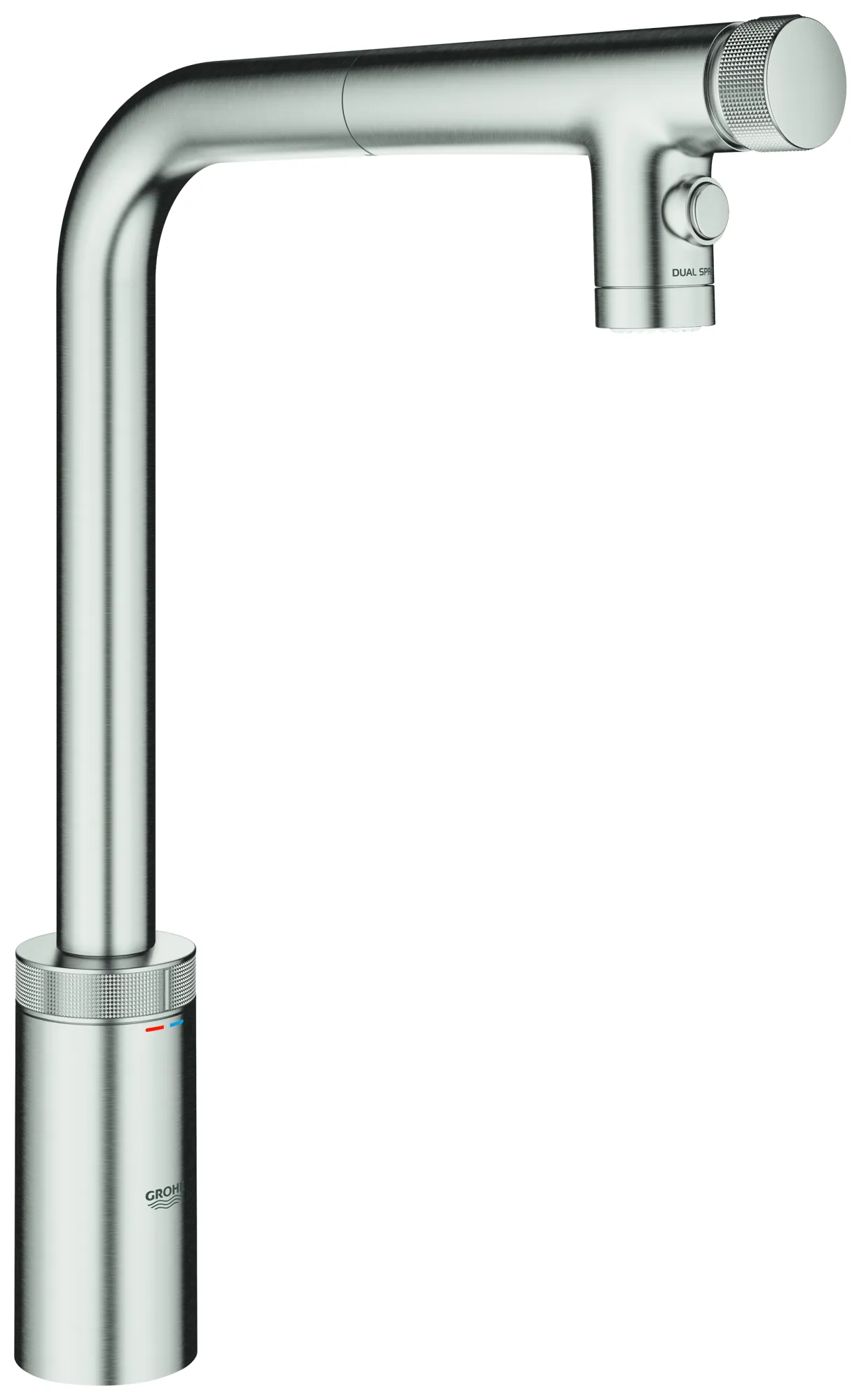 Spültischbatterie Minta SmartControl 31889, Einlochmontage, ausziehbarer Auslauf mit Laminarstrahl, schwenkbarer Rohrauslauf