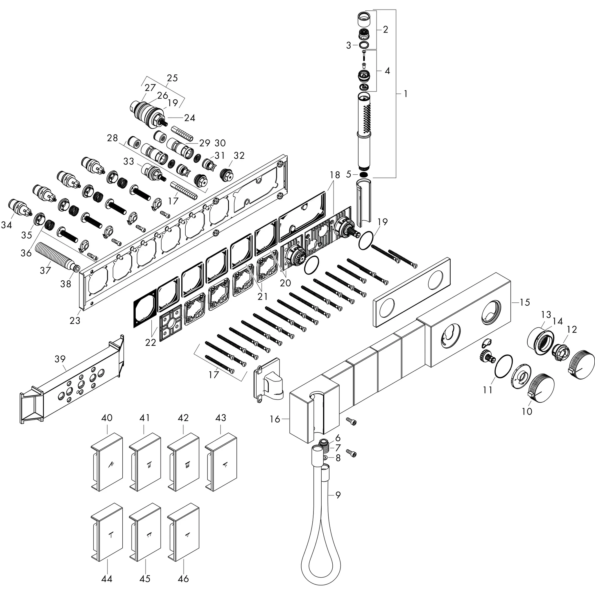 Thermostatmodul Unterputz Select Axor Edge F-Set 4 Verbr.Diamantschliff chrom
