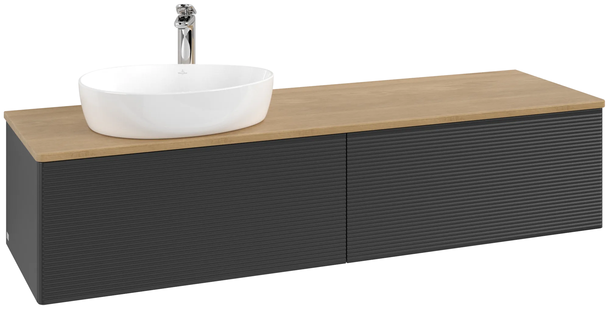 Villeroy & Boch Antao Waschbeckenunterschrank L37_5 1600x360x500mm Black Matt Lacquer / Honey Oak