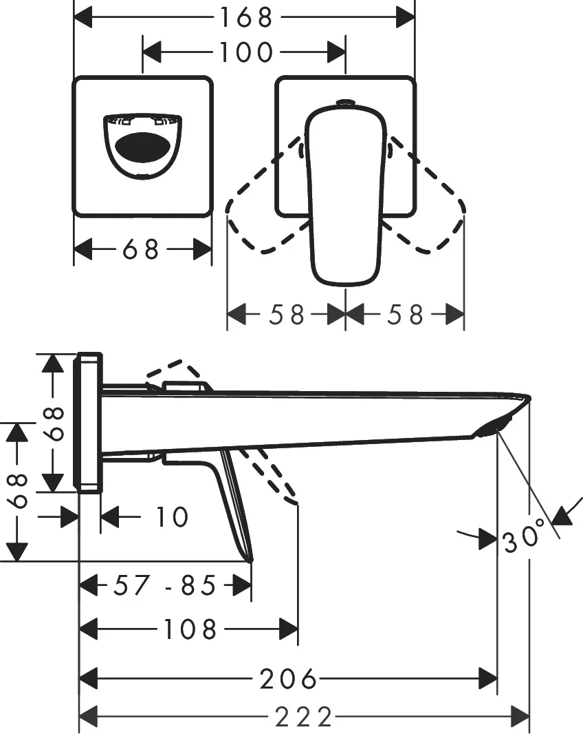 Hansgrohe Logis Einhebel-Waschtischmischer Unterputz Fine, Chrom, Ausladung 206 mm Hansgrohe Logis Einhebel-Waschtischmischer Unterputz Fine, Chrom, Ausladung 206 mm