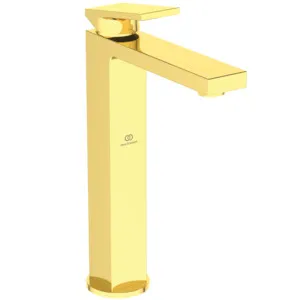 Ideal Standard Waschischarmatur Extra Ausladung 150mm verlängerter Sockel Ablaufgarnitur Brushed Gold Ideal Standard Waschischarmatur Extra Ausladung 150mm verlängerter Sockel Ablaufgarnitur Brushed Gold