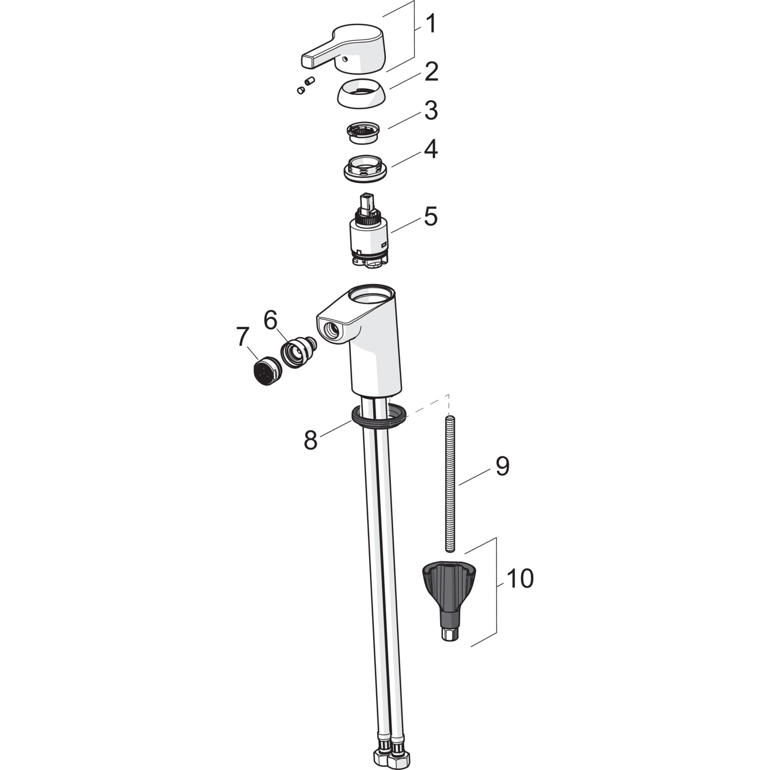 HA Einhebelmischer Bidetbatterie HANSAPALENO 5644 Ablaufgarnitur mit Zugstange Ausladung 106 mm DN15 Chrom