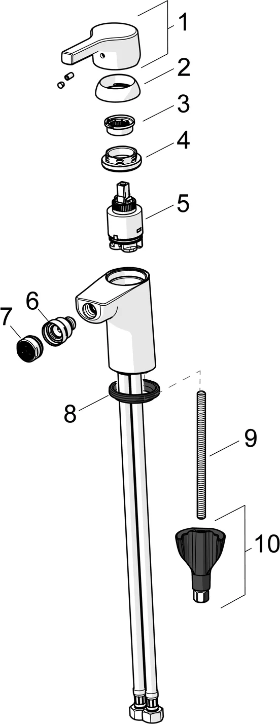 HA Einhebelmischer Bidetbatterie HANSAPALENO 5644 Ablaufgarnitur mit Zugstange Ausladung 106 mm DN15 Chrom