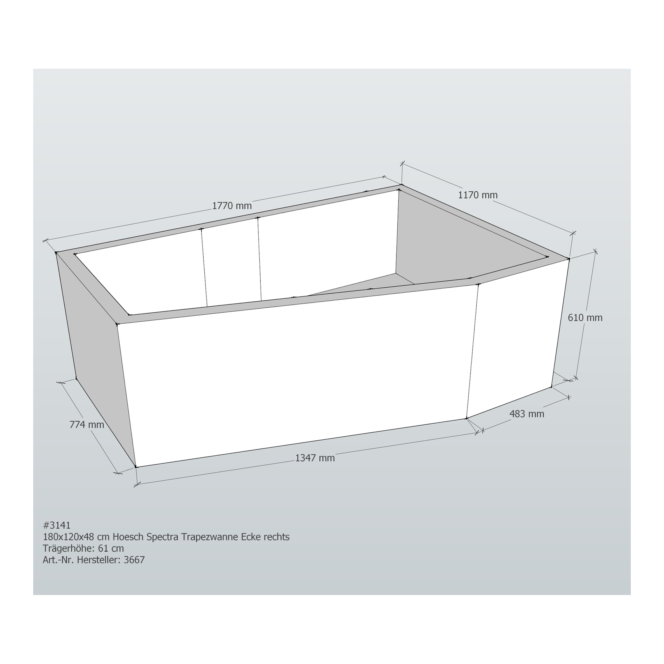 Badewannenträger für Hoesch Spectra 180×120 R rechts 180 × 120 × 48 cm Ausführung: rechts Badewannenträger für Hoesch Spectra 180×120 R rechts 180 × 120 × 48 cm Ausführung: rechts