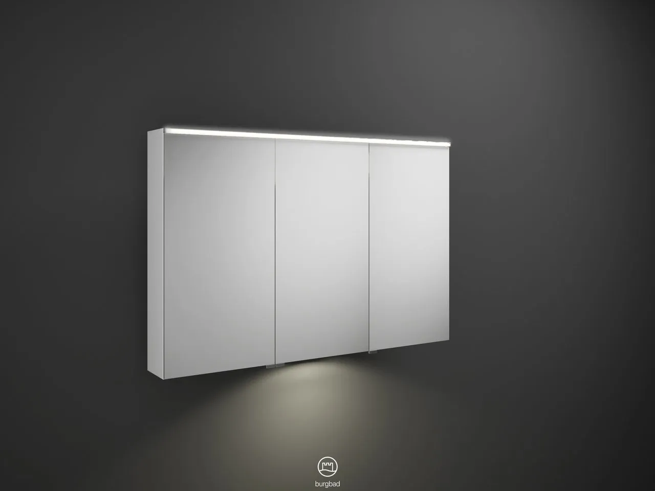 Spiegelschrank Eqio von burgbad - beidseitig verspiegelt, LED-Aufsatzleuchte 4250 K, 170 mm tief, 1200 mm breit, 800 mm hoch