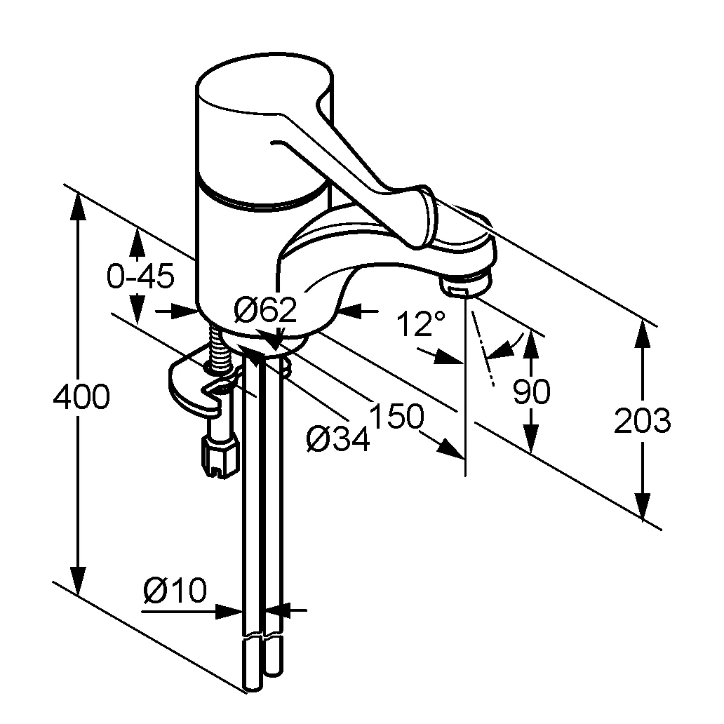 Kludi Waschtisch-Armatur DN 15 Klinik Armhebel chrom