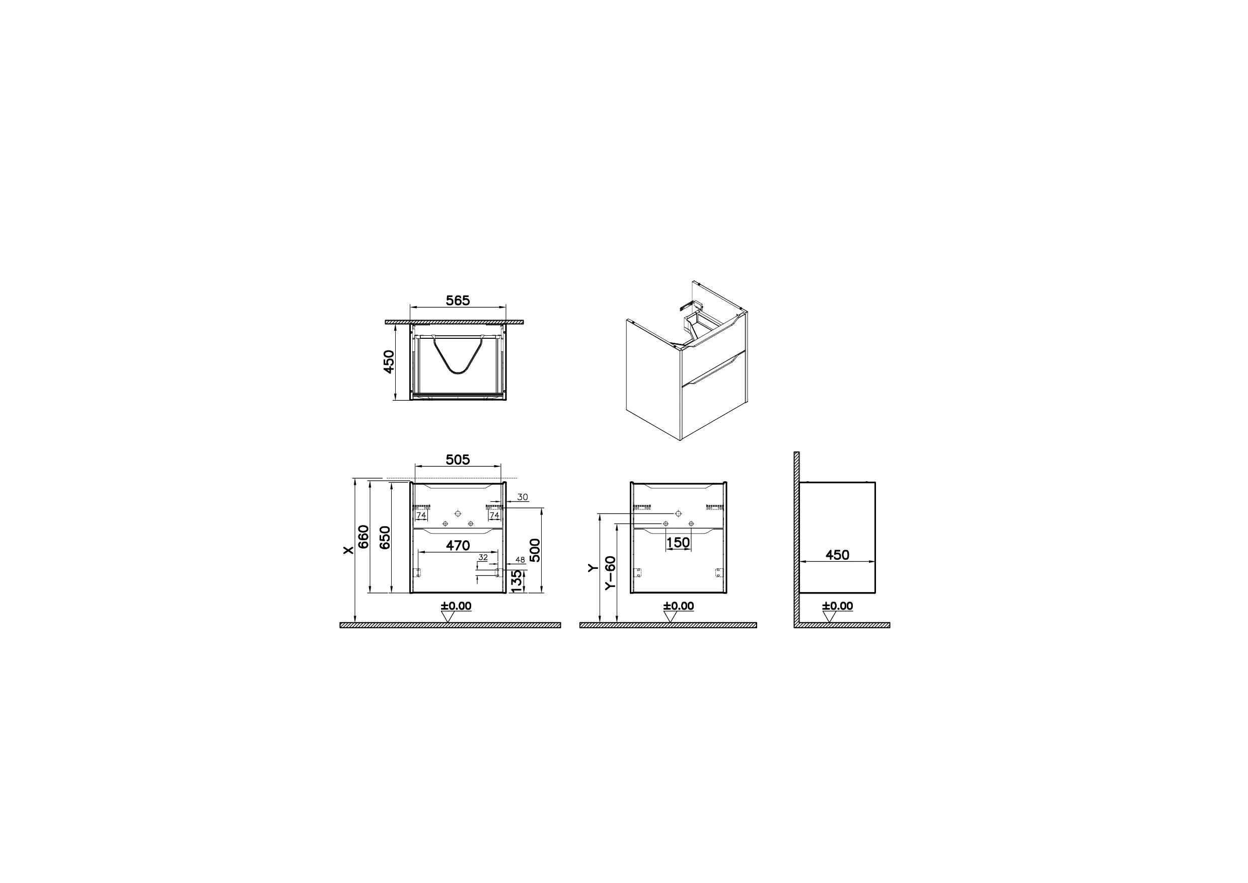 New Integra Square Waschtischunterschrank mit 2 Vollauszügen 56 x 45 x 65 cm (BxTxH) Eiche Gold New Integra Square Waschtischunterschrank mit 2 Vollauszügen 56 x 45 x 65 cm (BxTxH) Eiche Gold