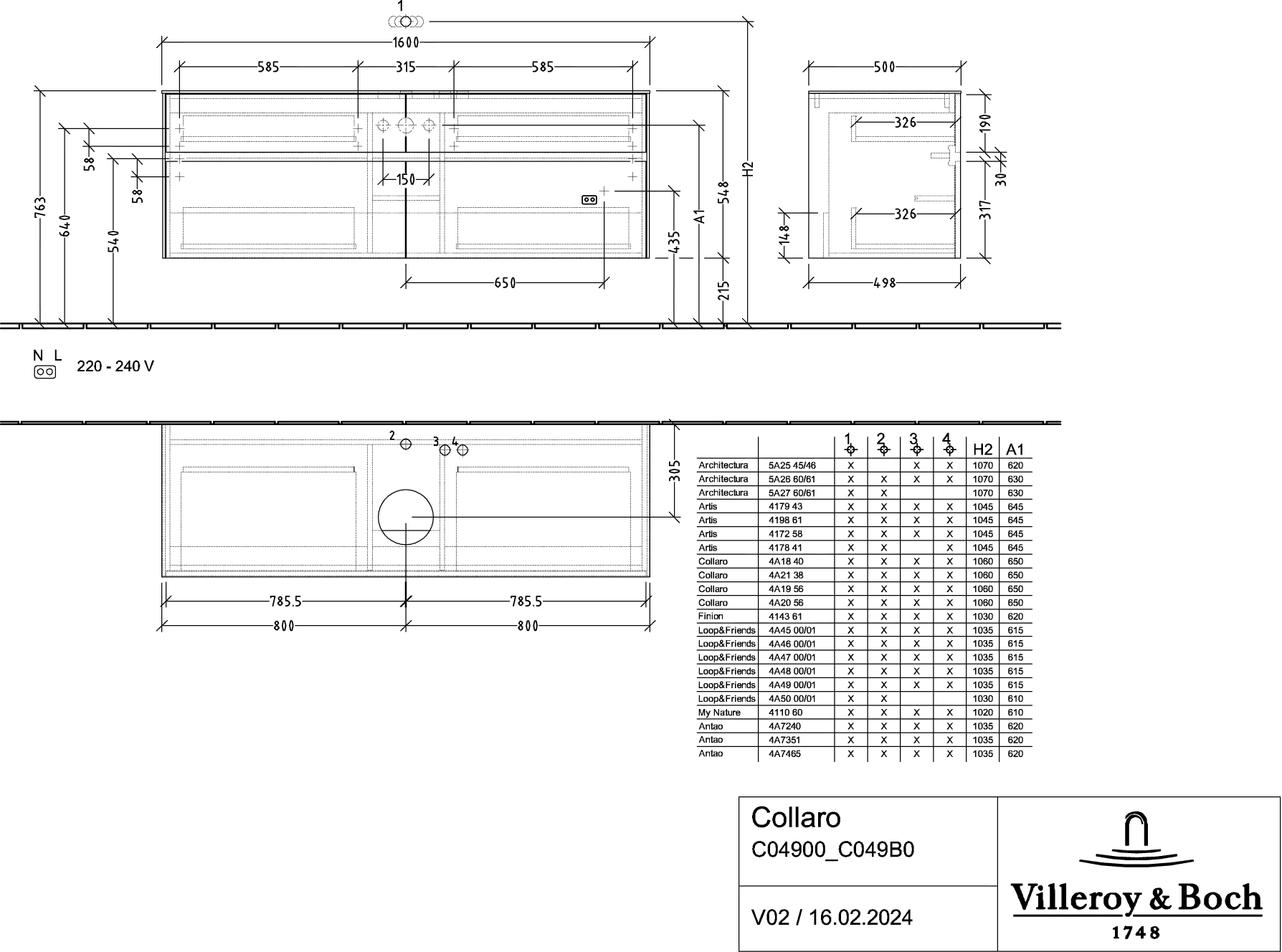 Villeroy & Boch Waschbeckenunterschrank Collaro Arizona Oak, 1600x548x500 mm, mit Beleuchtung und SoftClosing, Eckig Villeroy & Boch Waschbeckenunterschrank Collaro Arizona Oak, 1600x548x500 mm, mit Beleuchtung und SoftClosing, Eckig