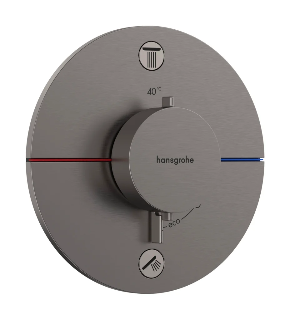 Hansgrohe ShowerSelect Comfort S Thermostat Unterputz, Brushed Black Chrome, 2 Verbraucher, max. Durchfluss 27 l/min, min./max. Betriebsdruck 1/10 bar