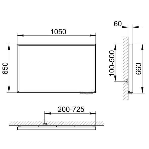 KEUCO ROYAL LUMOS Lichtspiegel 1050x650x60mm schwarz-eloxiert KEUCO ROYAL LUMOS Lichtspiegel 1050x650x60mm schwarz-eloxiert