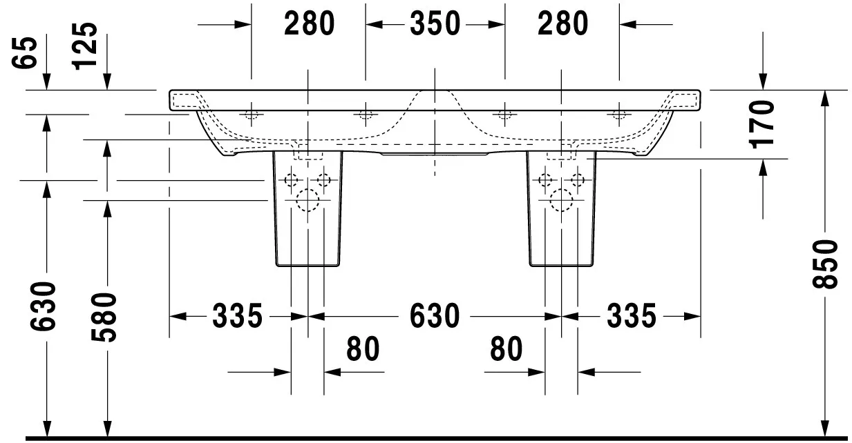 Wandwaschtisch „DuraStyle“, mit Überlauf, Hahnlochposition mittig Wandwaschtisch „DuraStyle“, mit Überlauf, Hahnlochposition mittig