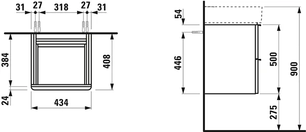 Laufen Waschtischunterbau „SPACE“ 410 × 520 × 435 mm Weiß matt