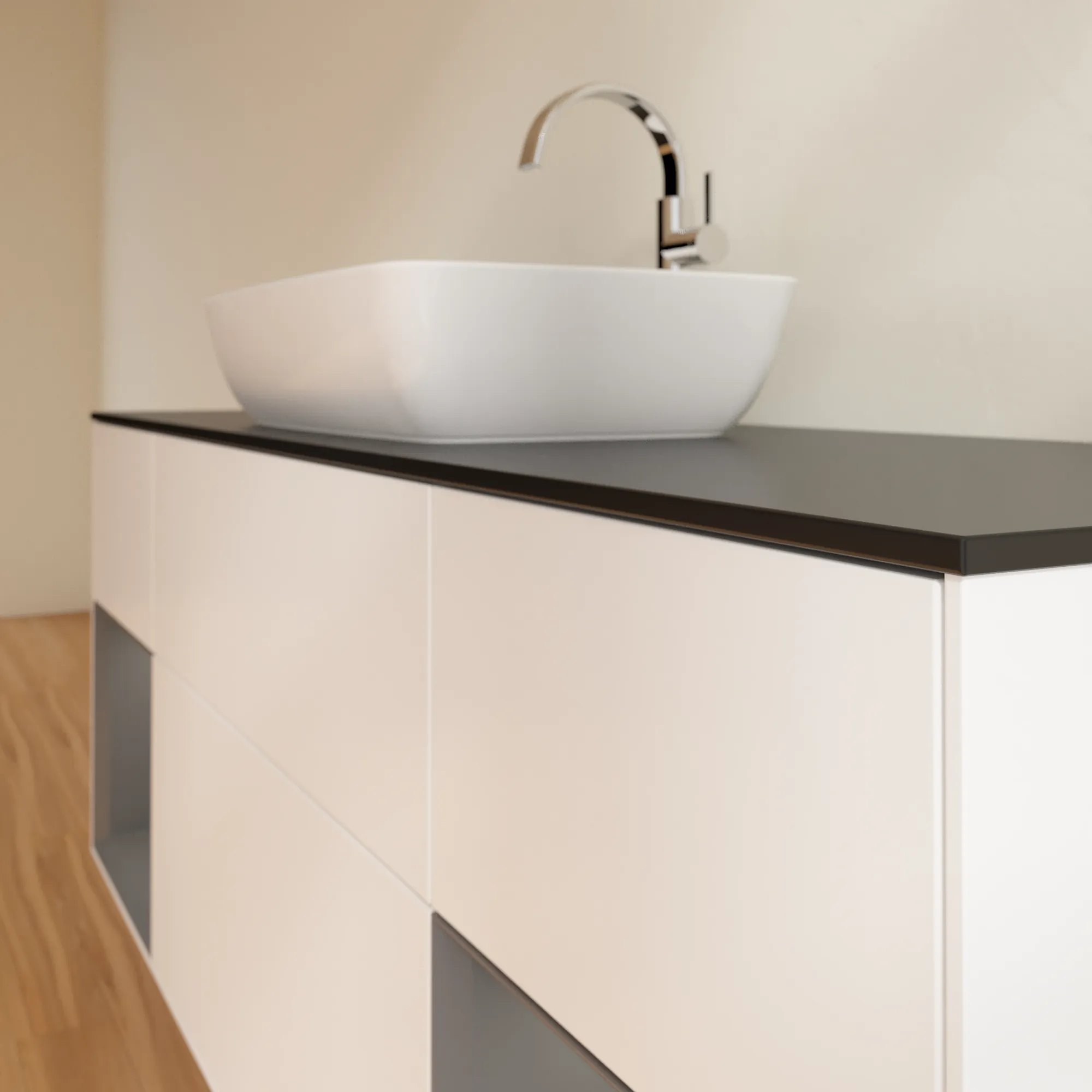 Villeroy & Boch Waschtischunterschrank „Finion“ für Schrankwaschtisch 1600 × 603 × 501 mm White Matt Lacquer, für Becken mittig Villeroy & Boch Waschtischunterschrank „Finion“ für Schrankwaschtisch 1600 × 603 × 501 mm White Matt Lacquer, für Becken mittig