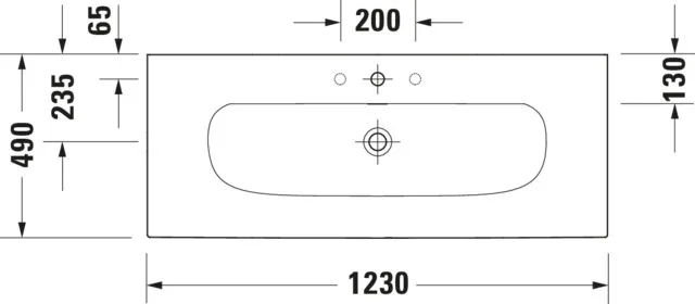 Möbelwaschtisch Viu 1230mm, Weiß mitÜL, mitHLB, 1 HL mitte