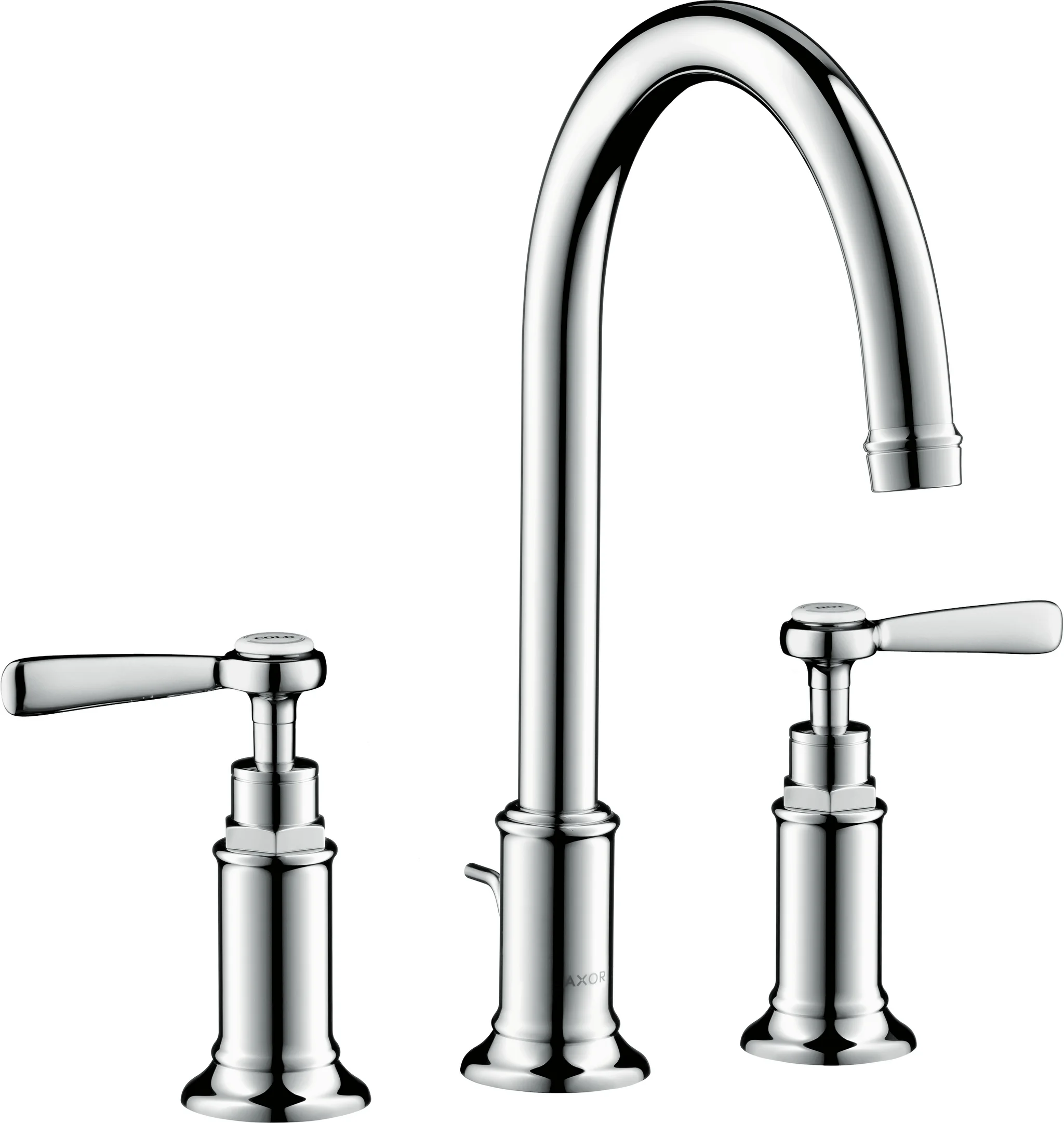 Hansgrohe AXOR Montreux 3-Loch Waschtischarmatur mit Hebelgriff in Chrom, Ausladung 175 mm, ComfortZone 180, Laminarstrahl, max. Durchfluss 5 l/min