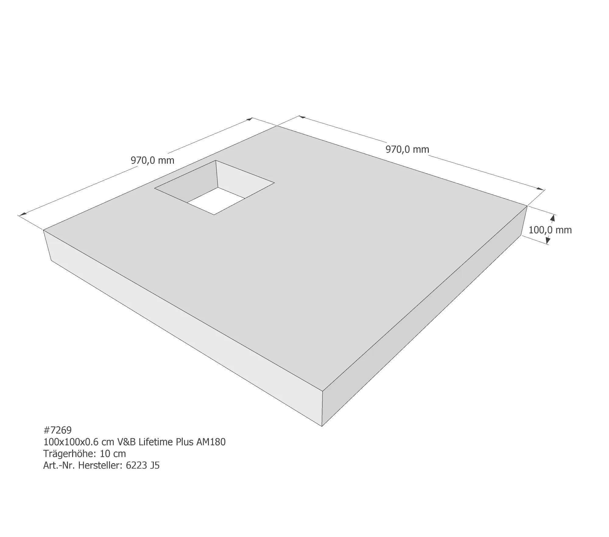 Duschwannenträger passend für Villeroy & Boch Lifetime Plus 100 × 100 cm