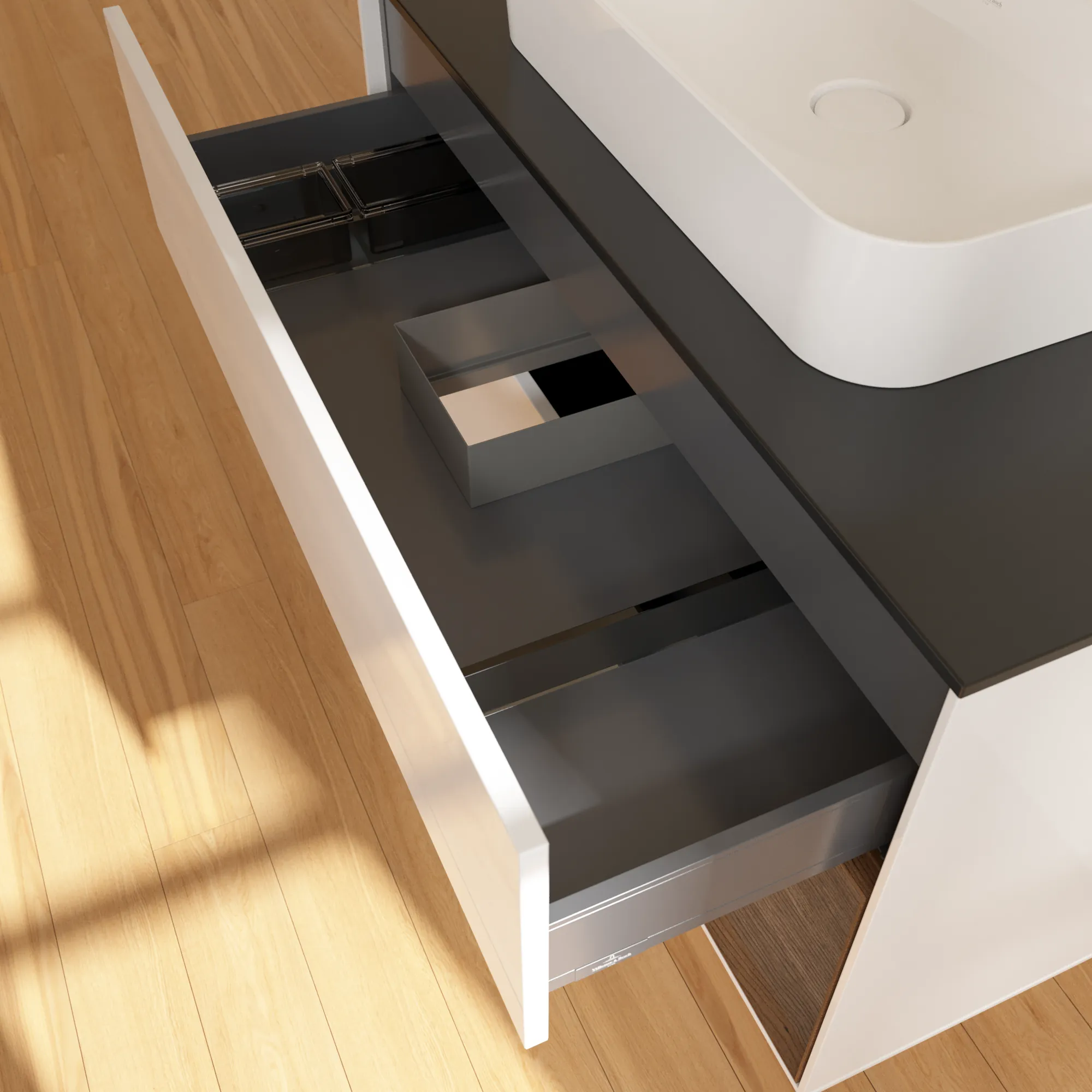 Villeroy & Boch Waschtischunterschrank „Finion“ für Schrankwaschtisch 1000 × 603 × 501 mm Glossy White Lacquer, für Becken mittig