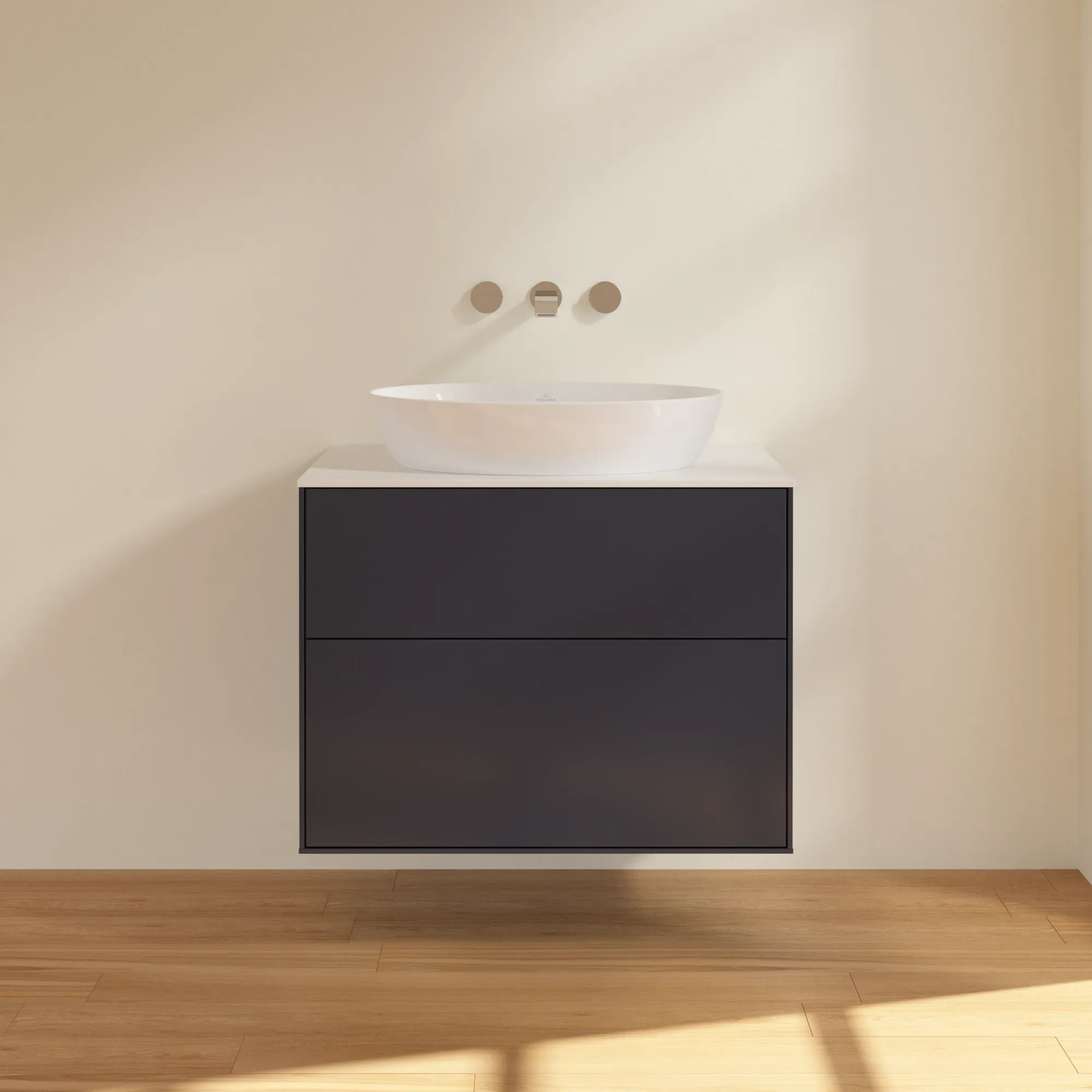 Villeroy & Boch Waschtischunterschrank „Finion“ für Schrankwaschtisch 800 × 603 × 501 mm Midnight Blue Matt Lacquer, ohne Hahnlochbohrung, für Becken mittig