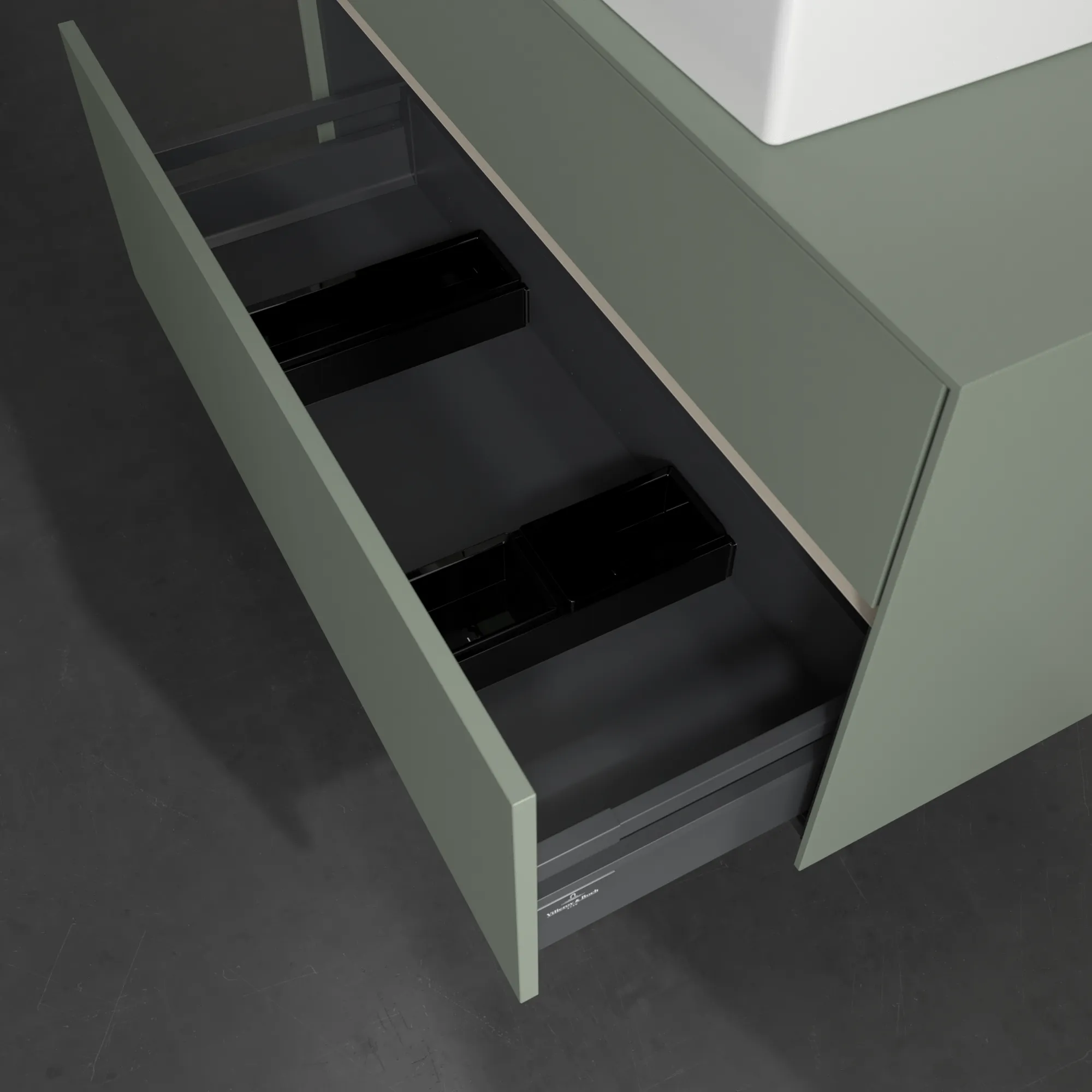 Villeroy & Boch Waschtischunterschrank „Collaro“ 1000 × 548 × 500 mm Soft Green, mit Beleuchtung, für Becken mittig
