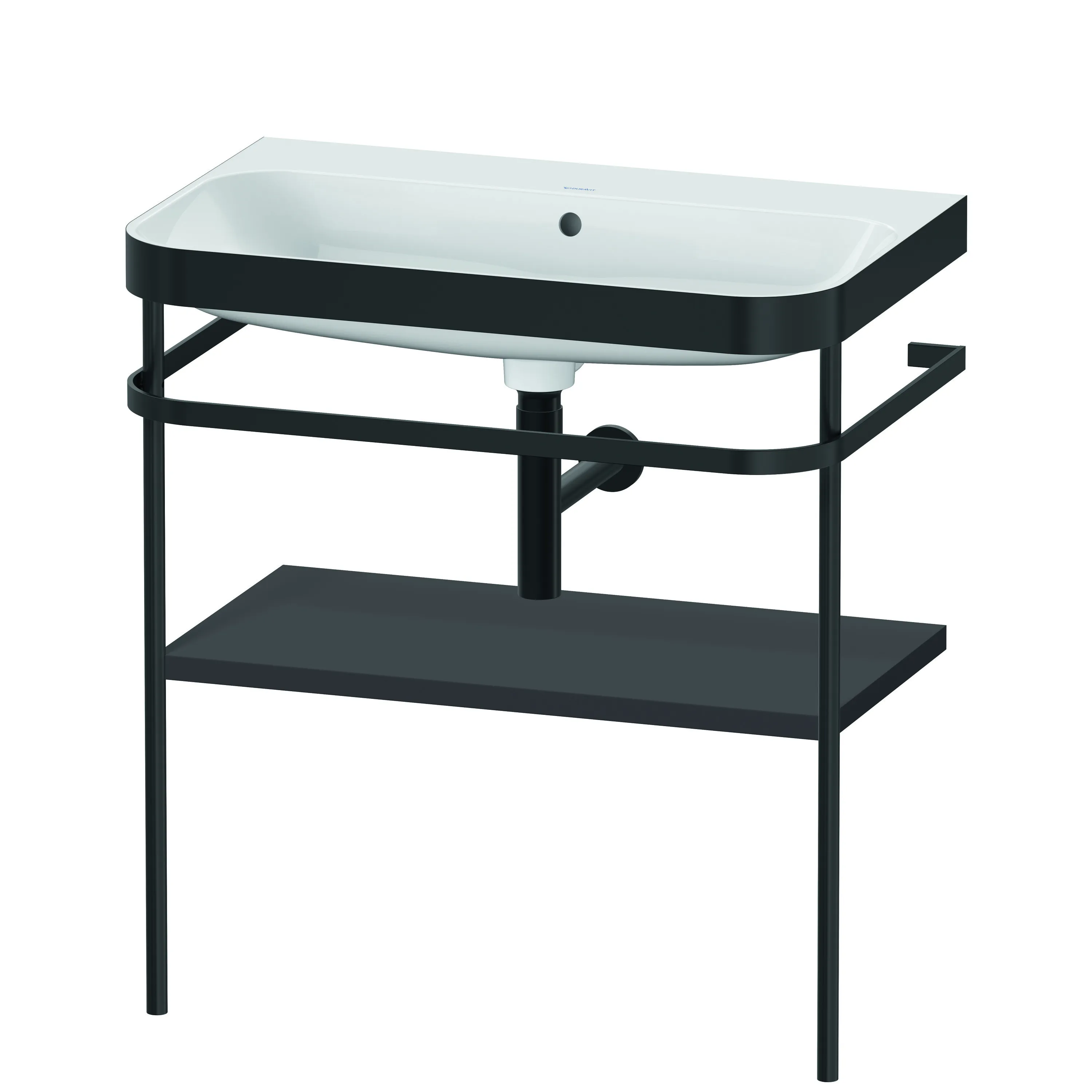Duravit Waschtischunterschrank mit Metallkonsole „Happy D.2 Plus“ 77,5 × 85 × 49 cm in Graphit Supermatt