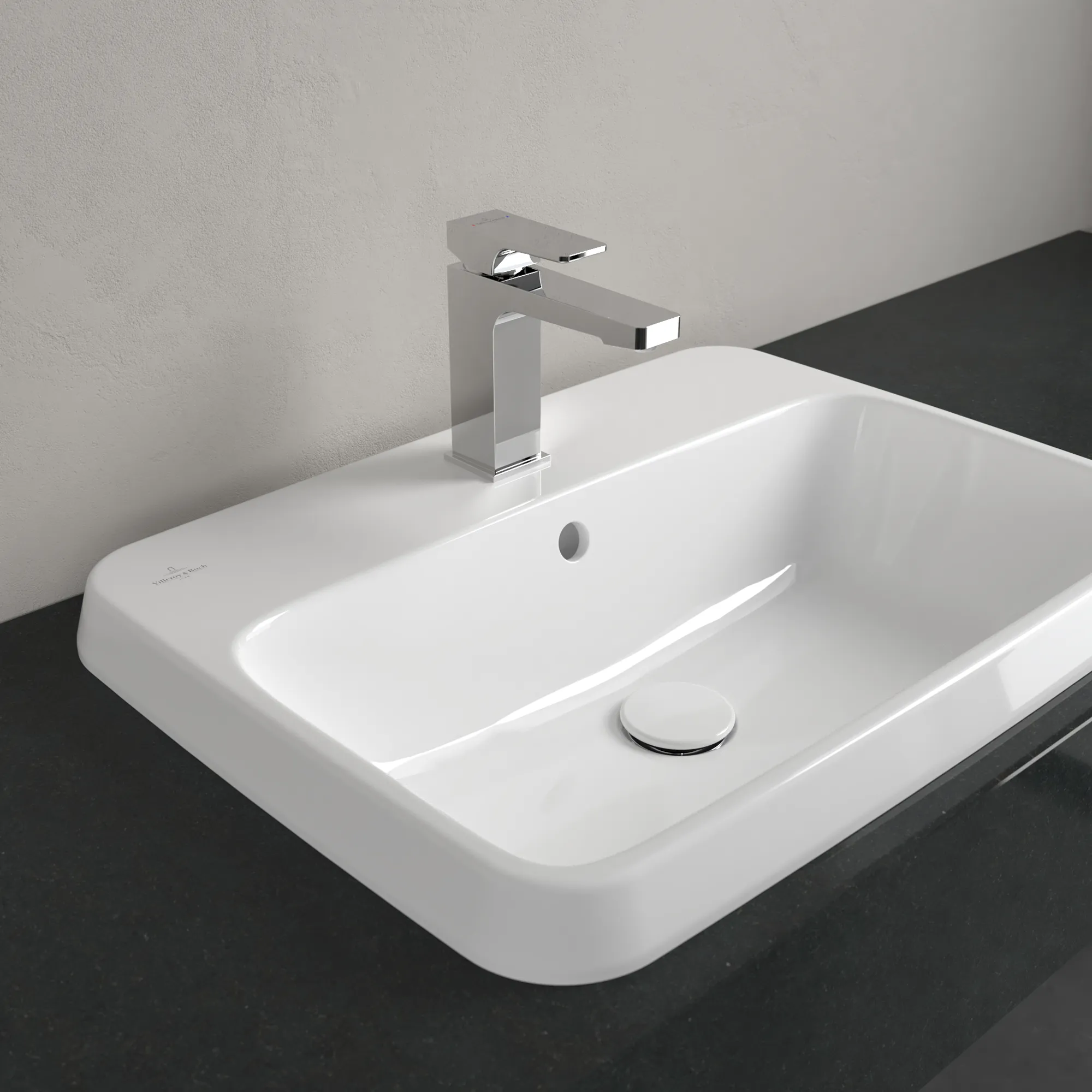 Villeroy & Boch Einbauwaschtisch „Architectura“ mit 1×1 Hahnlochbohrung, 600 × 450 × 170 mm, mit Hahnlochbohrung, Hahnlochposition mittig in Weiß Alpin Villeroy & Boch Einbauwaschtisch „Architectura“ mit 1×1 Hahnlochbohrung, 600 × 450 × 170 mm, mit Hahnlochbohrung, Hahnlochposition mittig in Weiß Alpin