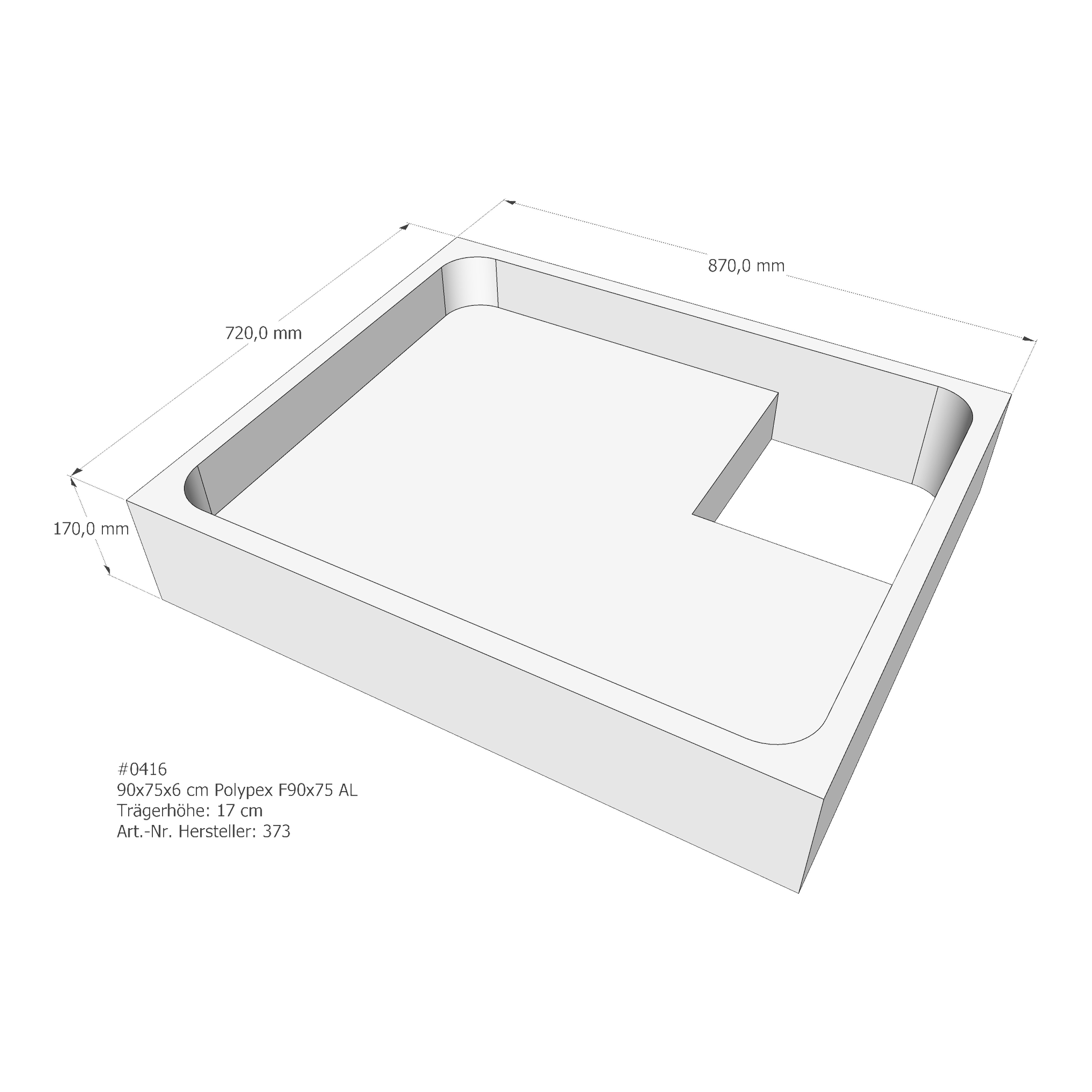 Duschwannenträger für Polypex F90x75 90 × 75 × 6 cm