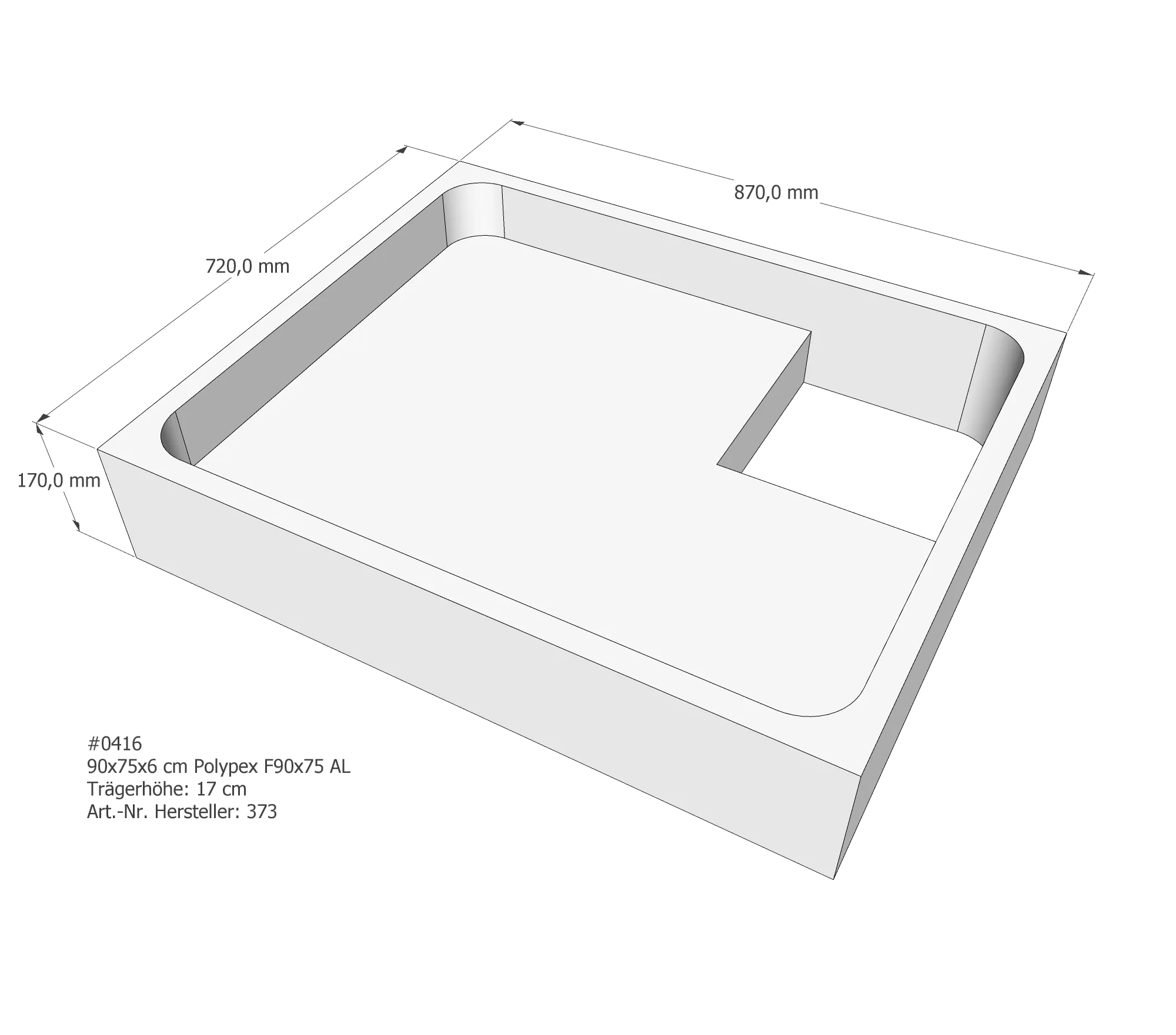 Duschwannenträger für Polypex F90×75 90 × 75 × 6 cm