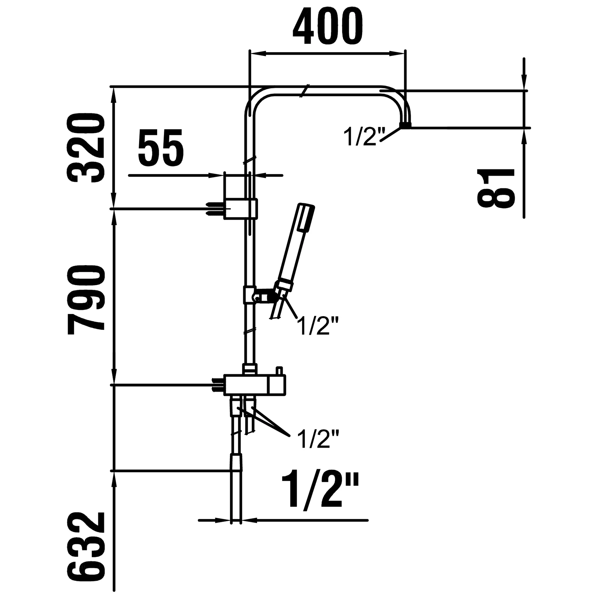 Duschsystem Twin, ohne Kopfbrause Kunststoffschlauch 1500 mm Kunststoffschlauch 600 mm Handbrause «TwinStick» Rückflussverhinderer Durchfluss/Geräuschgruppe: Handbrause: 12 l/min (3 bar) / IIC, chrom