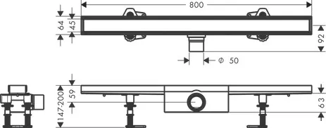 RainDrain Compact Komplettset Duschrinne 800 befliesbar für Standardinstallation k.a.