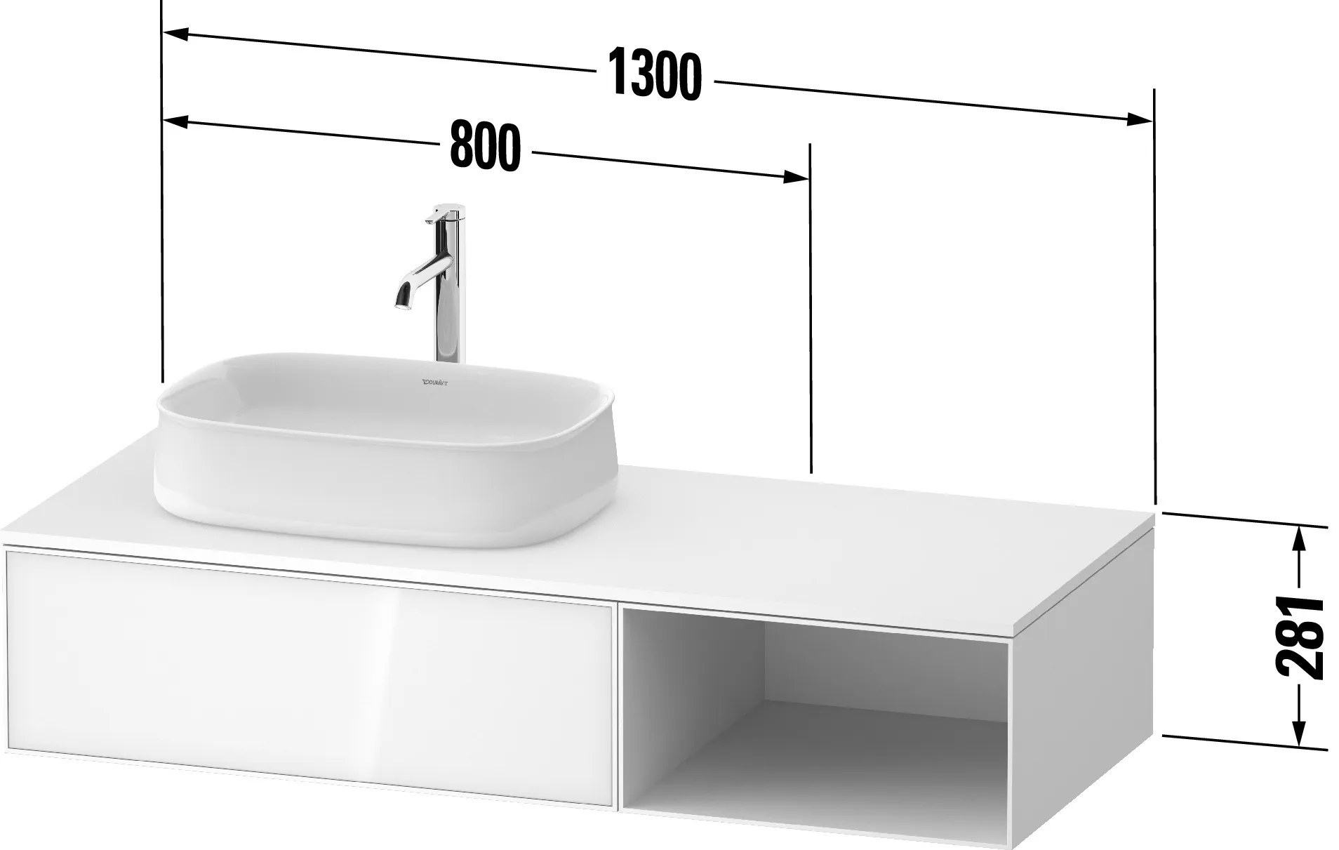 Duravit Waschtischunterschrank wandhängend „Zencha“ 130 × 28,1 × 55 cm