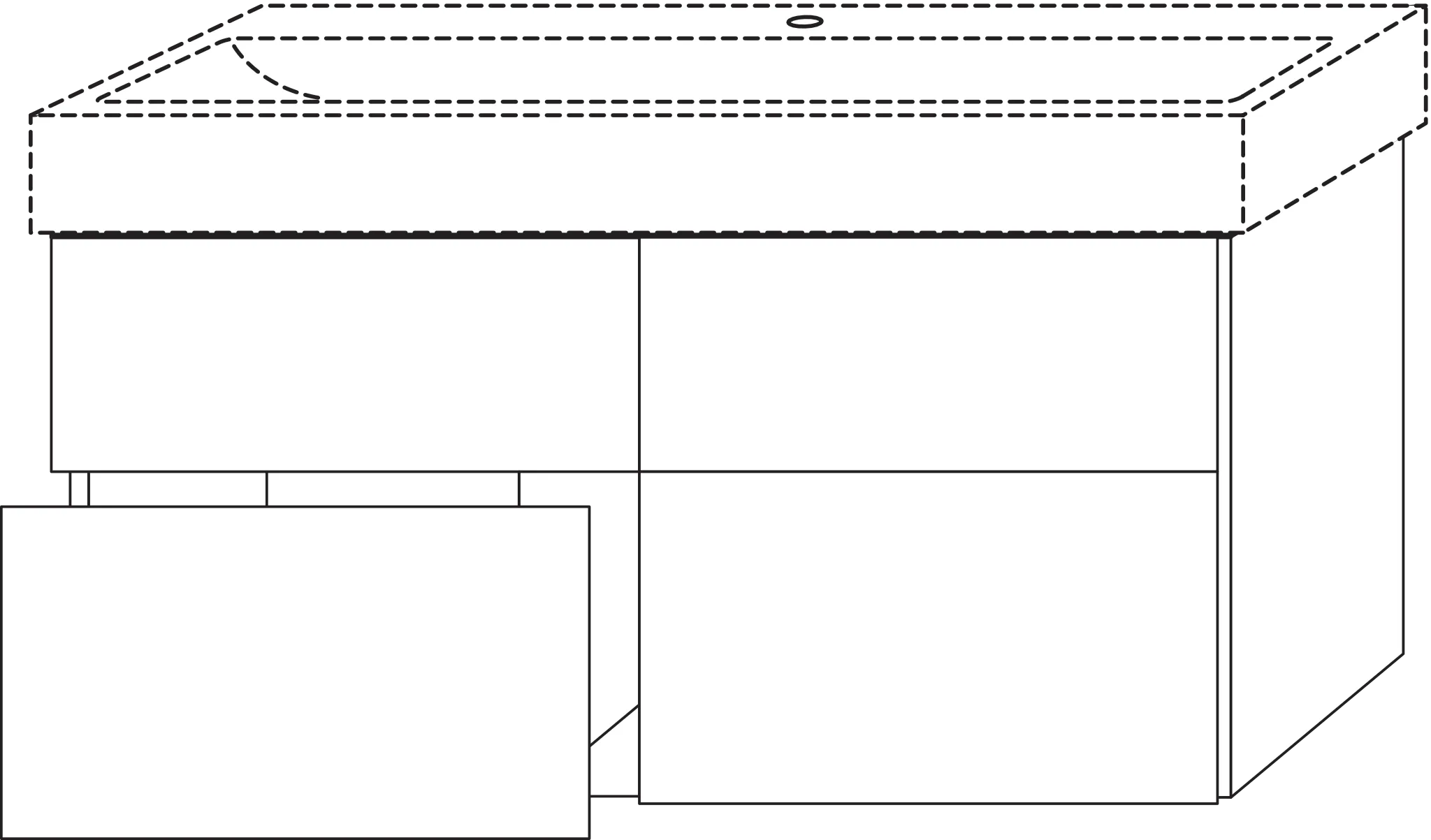 Waschtischunterbau mit Auszügen 3way (UM457) 582x1190x452 Anthrazit-Matt